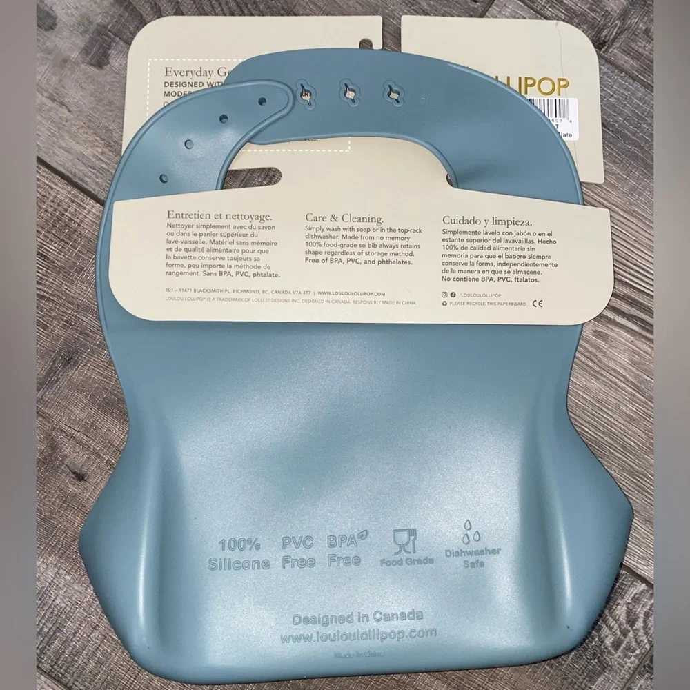 NWT LouLou Lolipop Slate Blue Boy’s Silicone Bib